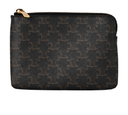Celine Triomphe Coin Purse, Canvas, Brown, FIE2213, DB, 3*